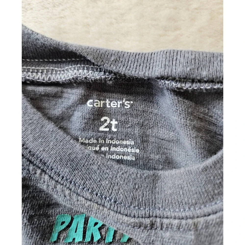 Carter's‎ 2T Toddler Long Sleeve Graphic Tee Gray Party Like a Monster